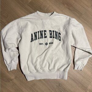 ANINE BING Sweatshirt Cream/Green Small Excellent Condition